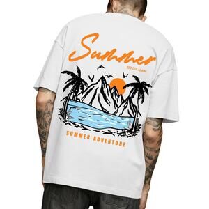 Bealin Mens Oversized Graphic Tee Y2K Graffiti Print Short Sleeve Summer